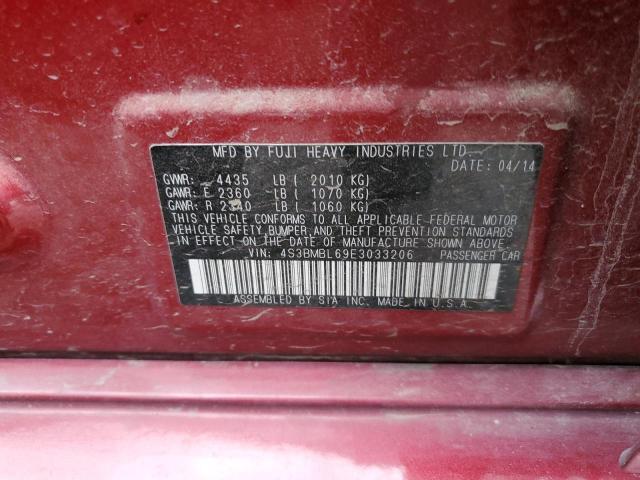 Photo 10 from auction – 2014 SUBARU LEGACY 2.5 with VIN 4S3BMBL69E3033206