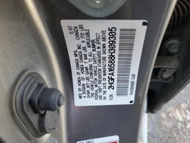 Photo 10 from auction – 2008 HONDA CIVIC LX with VIN 2HGFA16588H309305