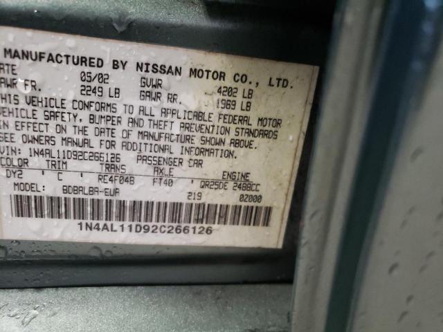 Photo 10 from auction – 2002 NISSAN ALTIMA BAS with VIN 1N4AL11D92C266126