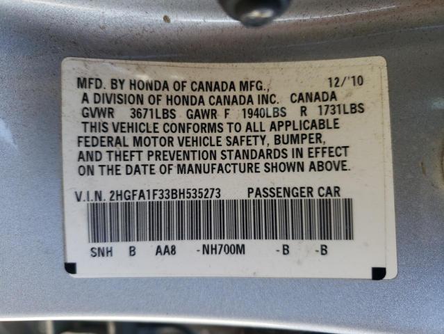 Photo 10 from auction – 2011 HONDA CIVIC VP with VIN 2HGFA1F33BH535273