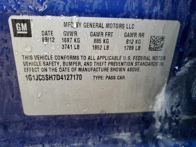 Photo 10 from auction – 2013 CHEVROLET SONIC LT with VIN 1G1JC5SH7D4127170