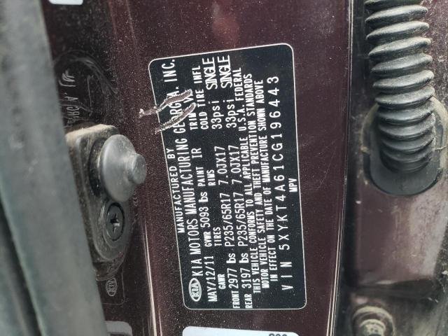 Photo 10 from auction – 2012 KIA SORENTO BA with VIN 5XYKT4A61CG196443