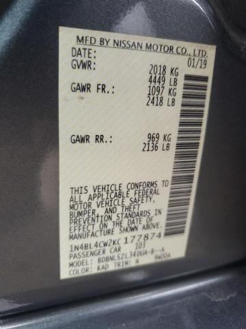 Photo 10 from auction – 2019 NISSAN ALTIMA SR with VIN 1N4BL4CW2KC177874