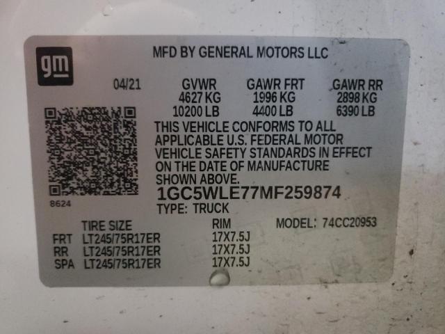 Photo 10 from auction – 2021 CHEVROLET SILVERADO with VIN 1GC5WLE77MF259874