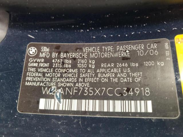 Photo 10 from auction – 2007 BMW 530 XI with VIN WBANF735X7CC34918