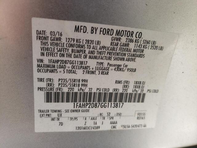 Photo 10 from auction – 2016 FORD TAURUS SE with VIN 1FAHP2D87GG113817