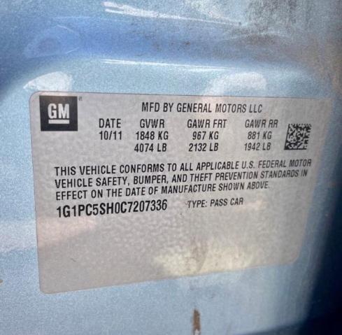 Photo 10 from auction – 2012 CHEVROLET CRUZE LS with VIN 1G1PC5SH0C7207336