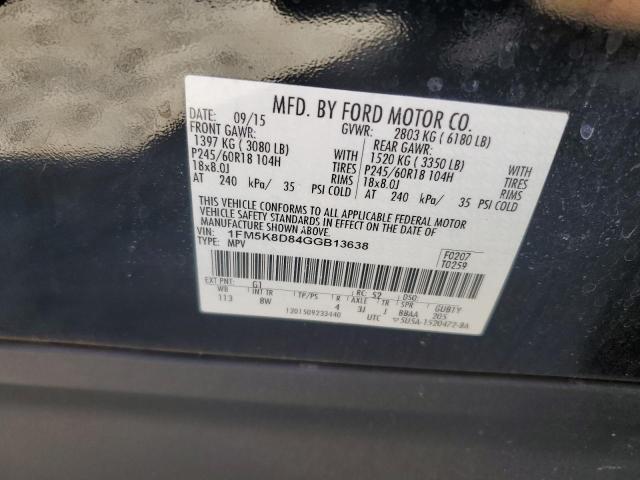 Photo 10 from auction – 2016 FORD EXPLORER X with VIN 1FM5K8D84GGB13638