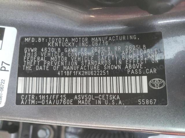 Photo 10 from auction – 2017 TOYOTA CAMRY LE with VIN 4T1BF1FK2HU622251