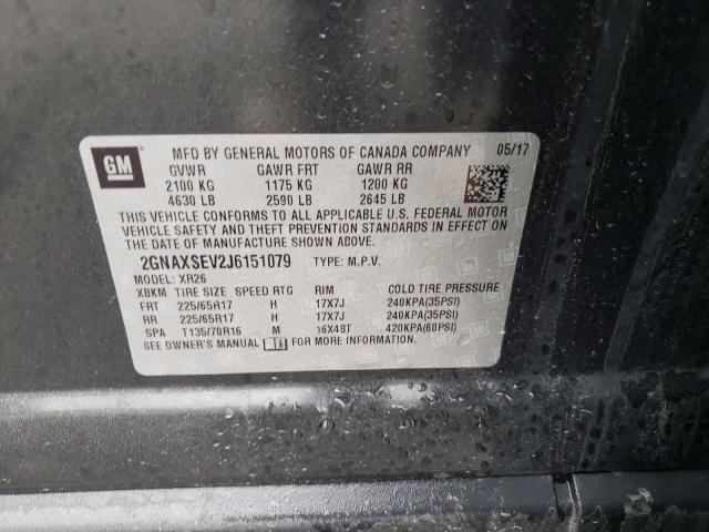 Photo 10 from auction – 2018 CHEVROLET EQUINOX with VIN 2GNAXSEV2J6151079