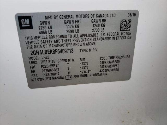 Photo 10 from auction – 2015 CHEVROLET EQUINOX LT with VIN 2GNALBEK8F6409713