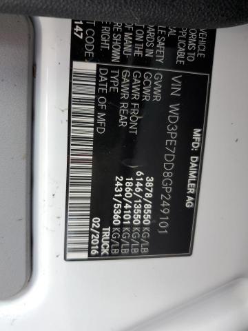 Photo 10 from auction – 2016 MERCEDES-BENZ SPRINTER 2 with VIN WD3PE7DD8GP249101