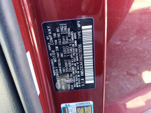 Photo 10 from auction – 2017 HYUNDAI TUCSON LIM with VIN KM8J3CA41HU278596