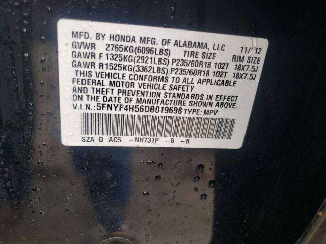 Photo 10 from auction – 2013 HONDA PILOT EXL with VIN 5FNYF4H56DB019698