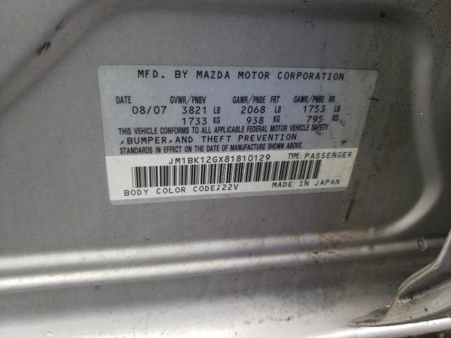 Photo 10 from auction – 2008 MAZDA 3 I with VIN JM1BK12GX81810129
