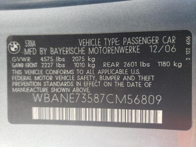 Photo 10 from auction – 2007 BMW 530 I with VIN WBANE73587CM56809