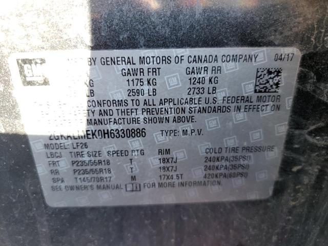 Photo 10 from auction – 2017 GMC TERRAIN SL with VIN 2GKALMEK0H6330886
