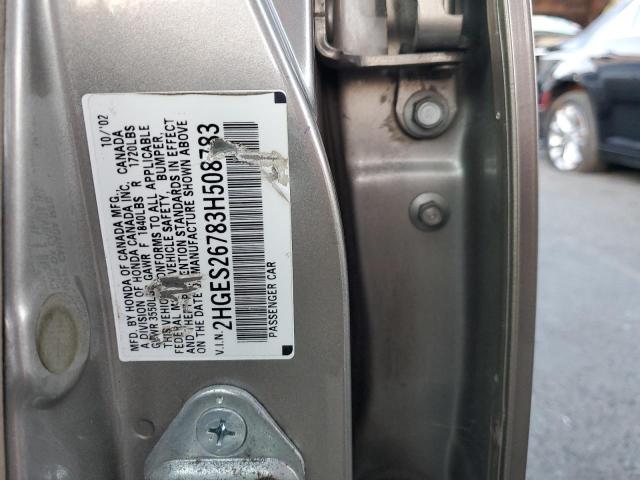 Photo 10 from auction – 2003 HONDA CIVIC EX with VIN 2HGES26783H508783