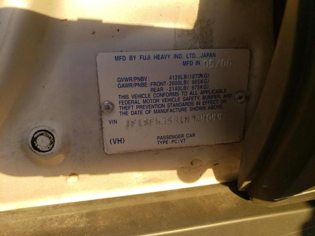 Photo 10 from auction – 2001 SUBARU FORESTER L with VIN JF1SF63581H724044