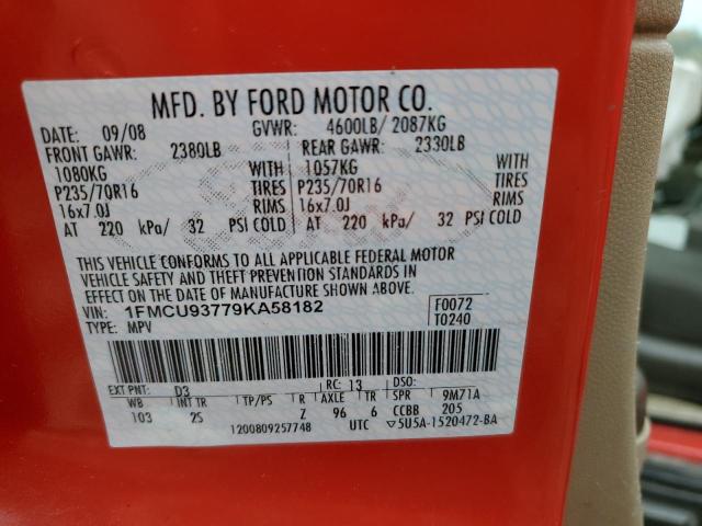 Photo 10 from auction – 2009 FORD ESCAPE XLT with VIN 1FMCU93779KA58182