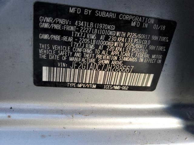 Photo 10 from auction – 2018 SUBARU CROSSTREK with VIN JF2GTADC7JH288667