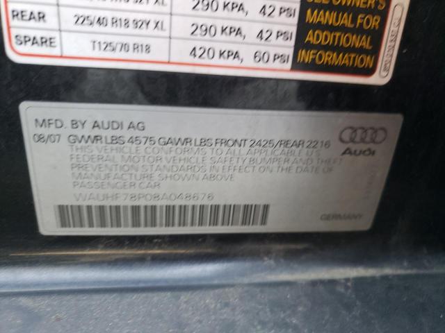 Photo 10 from auction – 2008 AUDI A3 2.0 with VIN WAUHF78P08A048676