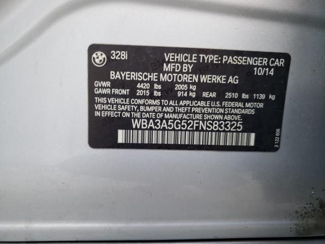 Photo 10 from auction – 2015 BMW 328 I with VIN WBA3A5G52FNS83325