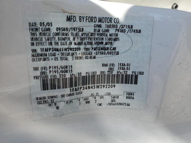 Photo 10 from auction – 2005 FORD FOCUS ZX4 with VIN 1FAFP34N45W292209