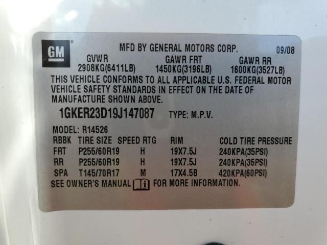 Photo 10 from auction – 2009 GMC ACADIA SLT with VIN 1GKER23D19J147087