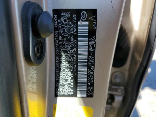 Photo 10 from auction – 2004 LEXUS ES 330 with VIN JTHBA30GX45040758