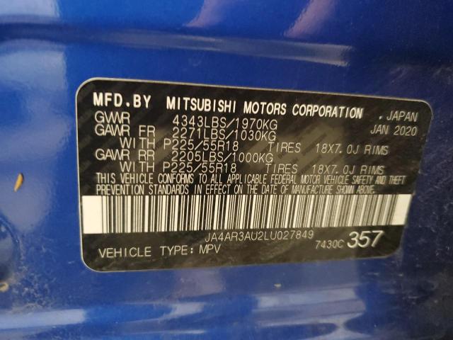 Photo 10 from auction – 2020 MITSUBISHI OUTLANDER with VIN JA4AR3AU2LU027849