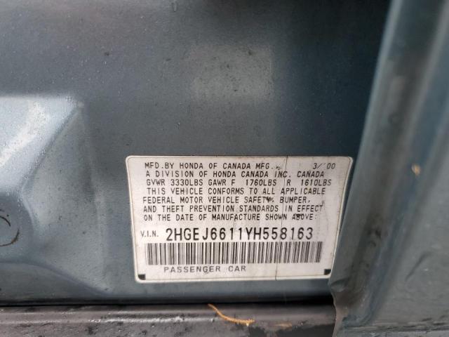 Photo 10 from auction – 2000 HONDA CIVIC with VIN 2HGEJ6611YH558163