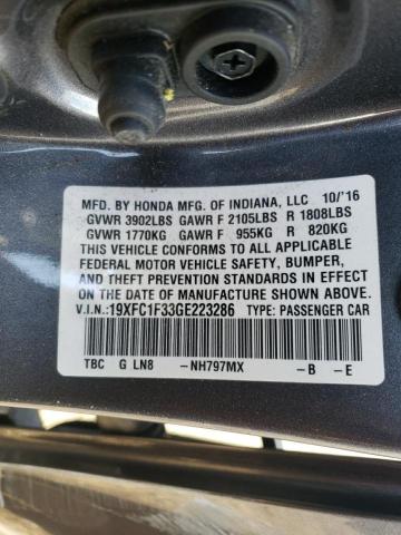 Photo 10 from auction – 2016 HONDA CIVIC EX with VIN 19XFC1F33GE223286