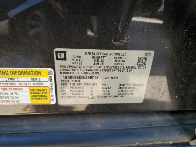 Photo 10 from auction – 2016 CHEVROLET TRAVERSE L with VIN 1GNKRFKD8GJ140133