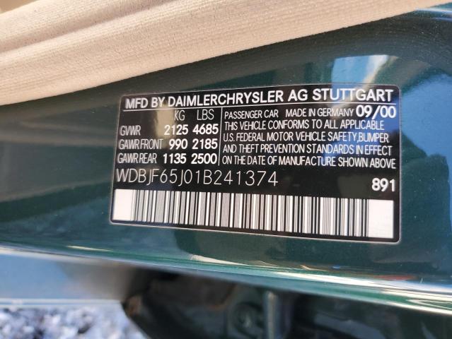 Photo 10 from auction – 2001 MERCEDES-BENZ E 320 with VIN WDBJF65J01B241374