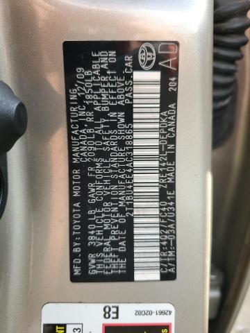 Photo 10 from auction – 2010 TOYOTA COROLLA BA with VIN 2T1BU4EE4AC318865