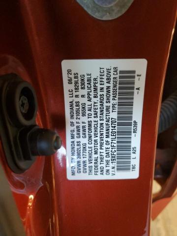 Photo 10 from auction – 2020 HONDA CIVIC EXL with VIN 19XFC1F71LE014707