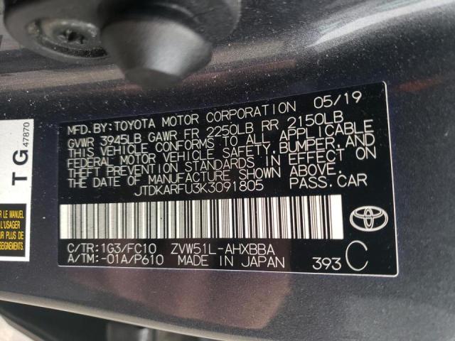 Photo 10 from auction – 2019 TOYOTA PRIUS with VIN JTDKARFU3K3091805