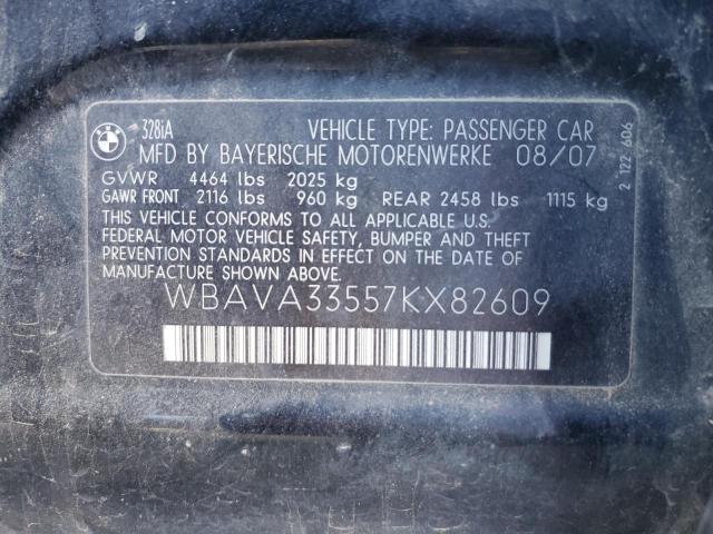 Photo 10 from auction – 2007 BMW 328 I with VIN WBAVA33557KX82609
