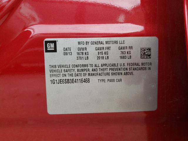 Photo 10 from auction – 2014 CHEVROLET SONIC LTZ with VIN 1G1JE6SB3E4116468