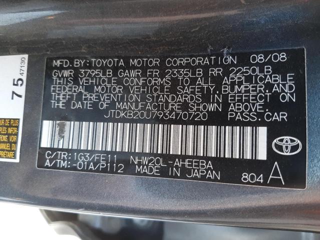 Photo 10 from auction – 2009 TOYOTA PRIUS with VIN JTDKB20U793470720