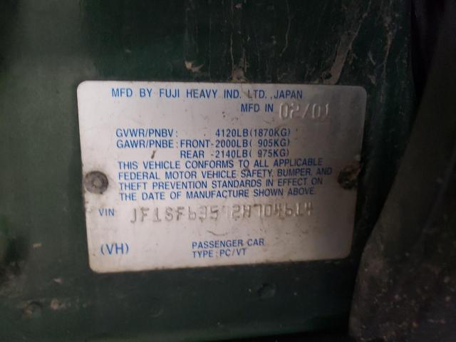 Photo 10 from auction – 2002 SUBARU FORESTER L with VIN JF1SF63592H704614