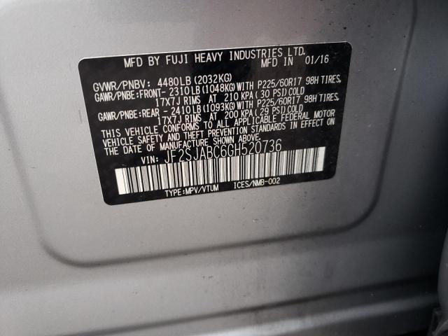 Photo 10 from auction – 2016 SUBARU FORESTER 2 with VIN JF2SJABC6GH520736