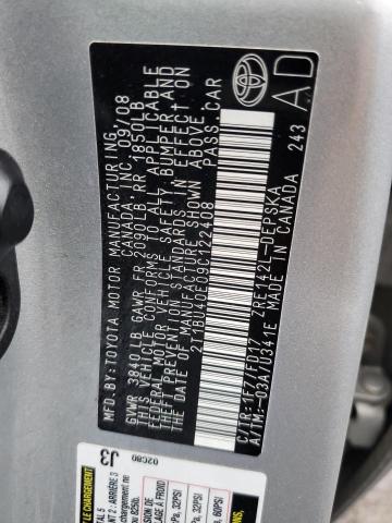 Photo 10 from auction – 2009 TOYOTA COROLLA BA with VIN 2T1BU40E09C122408