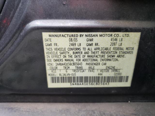 Photo 10 from auction – 2006 NISSAN MAXIMA SE with VIN 1N4BA41E56C805643