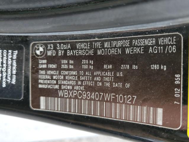Photo 10 from auction – 2008 BMW X3 with VIN WBXPC93407WF10127