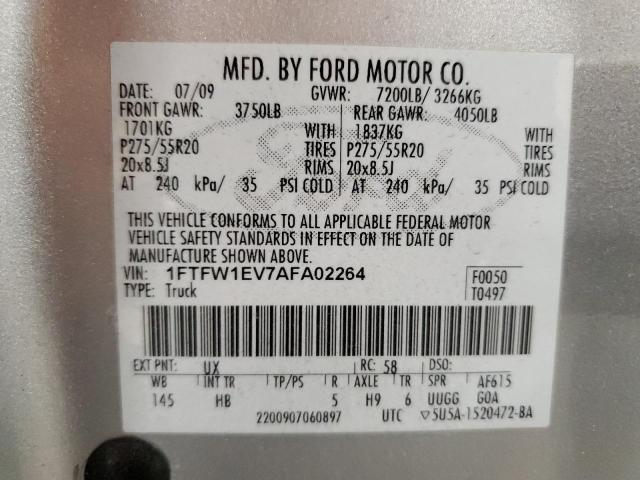 Photo 10 from auction – 2010 FORD F150 SUPER with VIN 1FTFW1EV7AFA02264