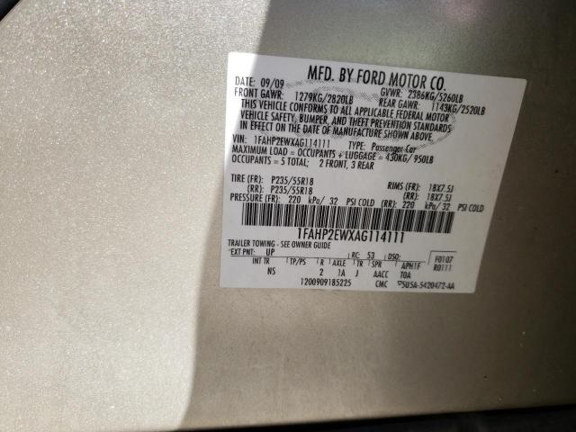 Photo 10 from auction – 2010 FORD TAURUS SEL with VIN 1FAHP2EWXAG114111