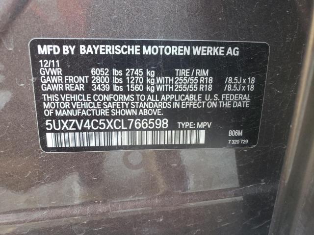 Photo 10 from auction – 2012 BMW X5 XDRIVE3 with VIN 5UXZV4C5XCL766598
