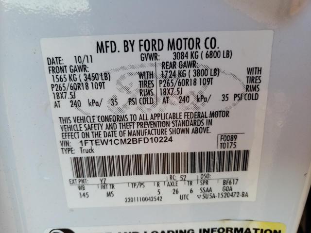 Photo 10 from auction – 2011 FORD F150 SUPER with VIN 1FTEW1CM2BFD10224